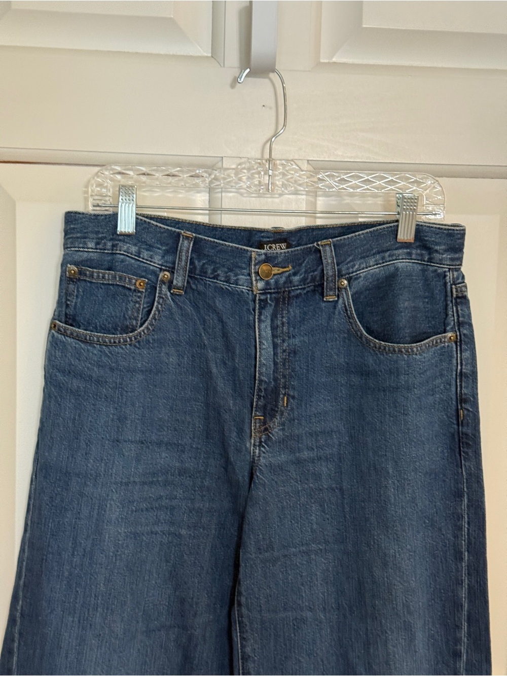 J.Crew Wide Leg Jeans 28P Blue High Rise Linen Blend Denim 25908 - Picture 5 of 15